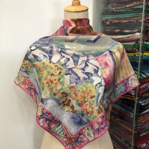 Vintage Ralph Lauren zijden sjaal, Ralph Lauren zijden sjaal, Ralph Lauren zijden uitlaat, Ralph Lauren sjaal, vintage Ralph Lauren zijden halsdoek