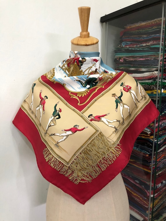 Vintage Hermes Les Plaisirs Du Froid Silk Scarf Vintage Hermes Key