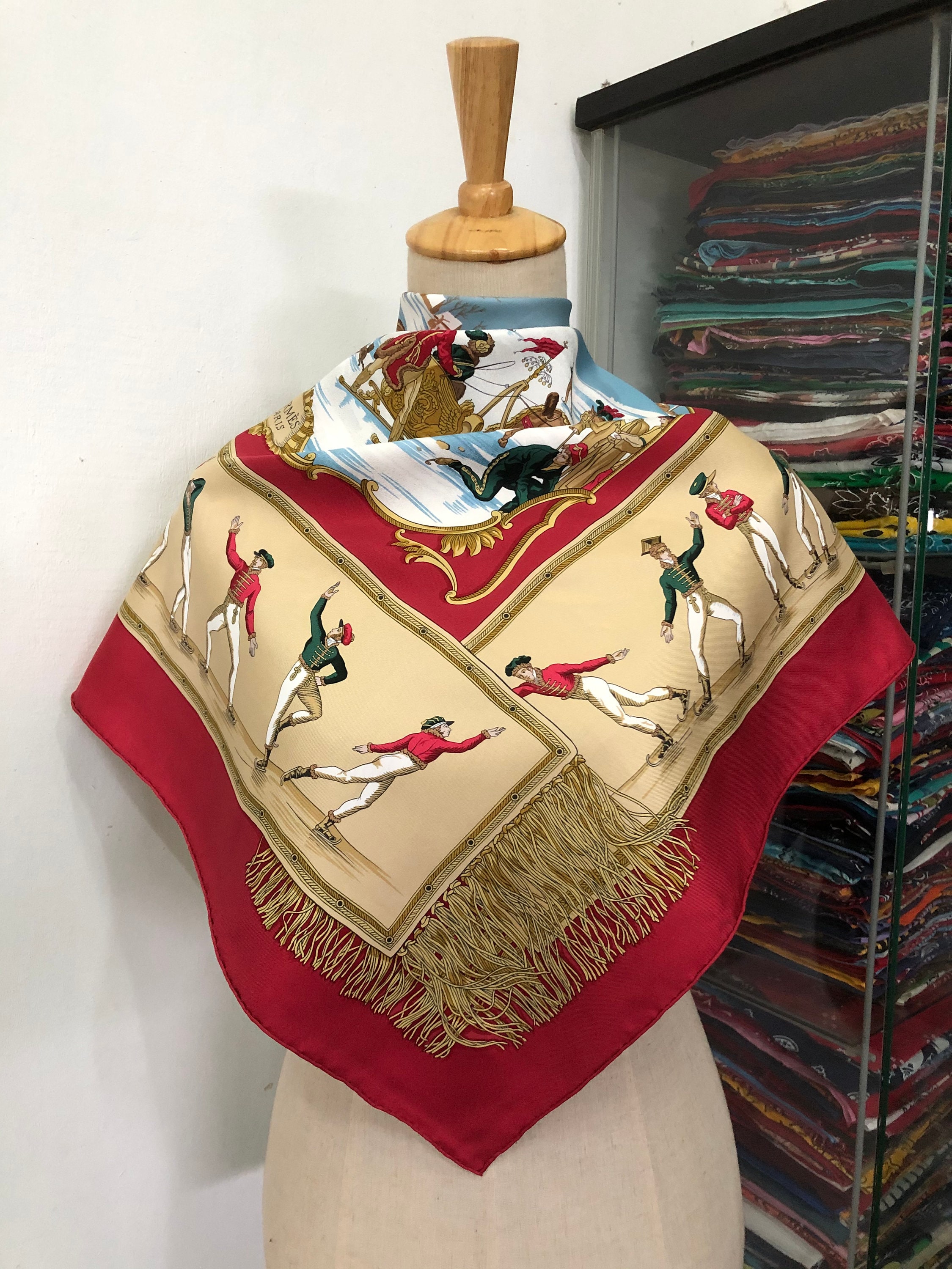 Vintage Hermes Les Plaisirs Du Froid Silk Scarf Vintage Hermes Key