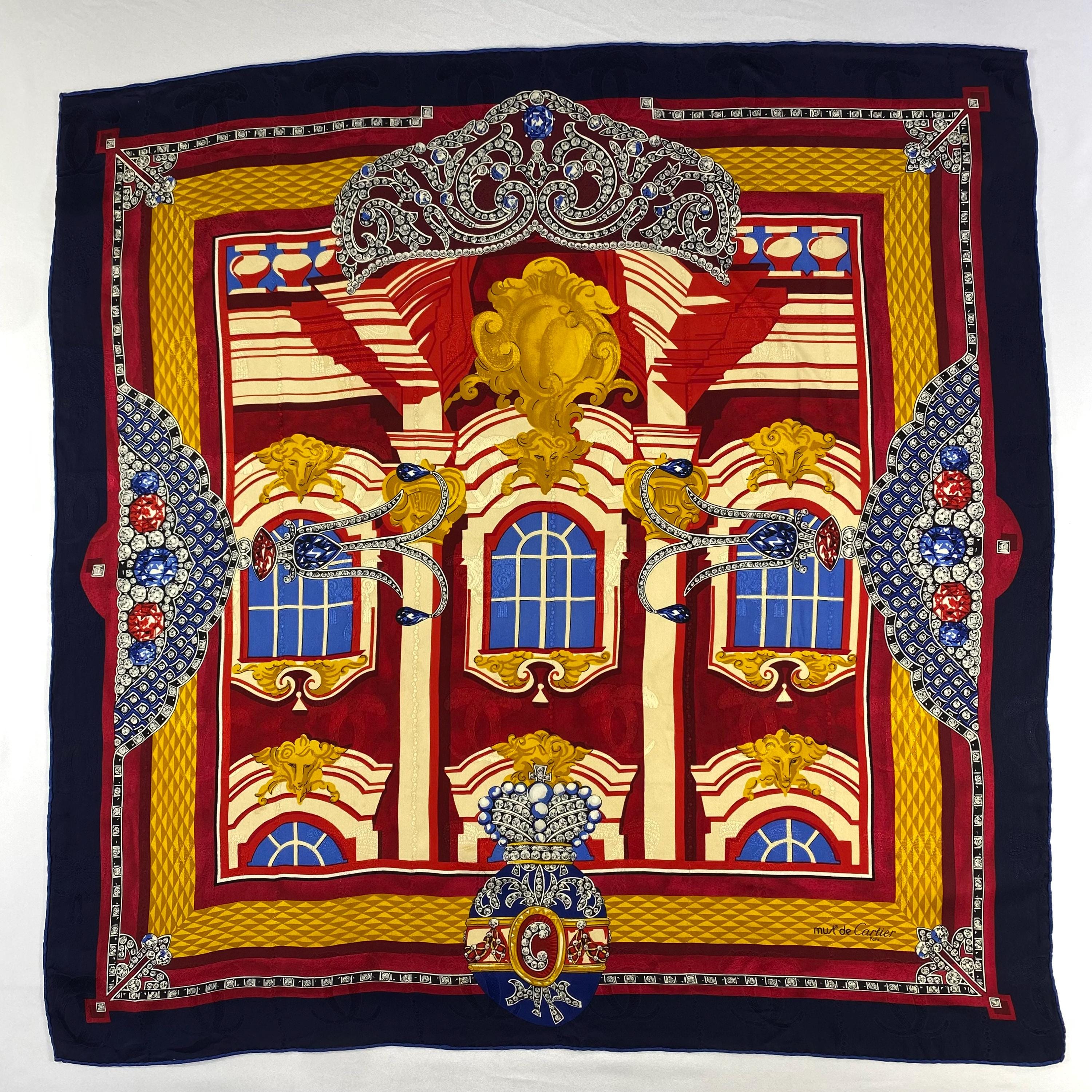 ヴィンテージ カルティエ シルクスカーフ、マスト ドゥ カルティエ