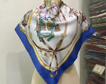 Vintage Lancel Silk Scarf Lancel Square Scarf Vintage Lancel Silk Muffler Vintage Flora Silk Scarf