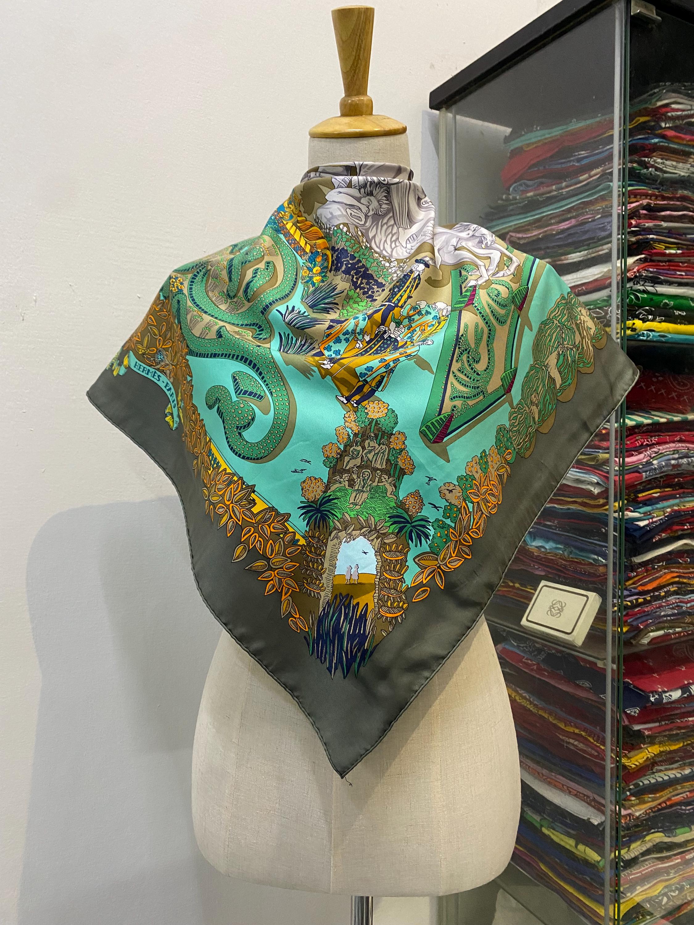 Vintage Hermes Silk Scarf Le Paradis Du Roy Hermes 34x34 Hermes