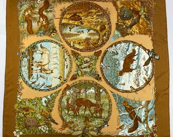 HERMES カレ Les Quatre Saisons スカーフ　85×85 Vintage Hermes Les Quatre Saisons Silk Scarf Hermes 34x34 Hermes
