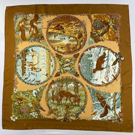 Vintage Hermes Les Quatre Saisons Silk Scarf Hermes 34x34 Hermes