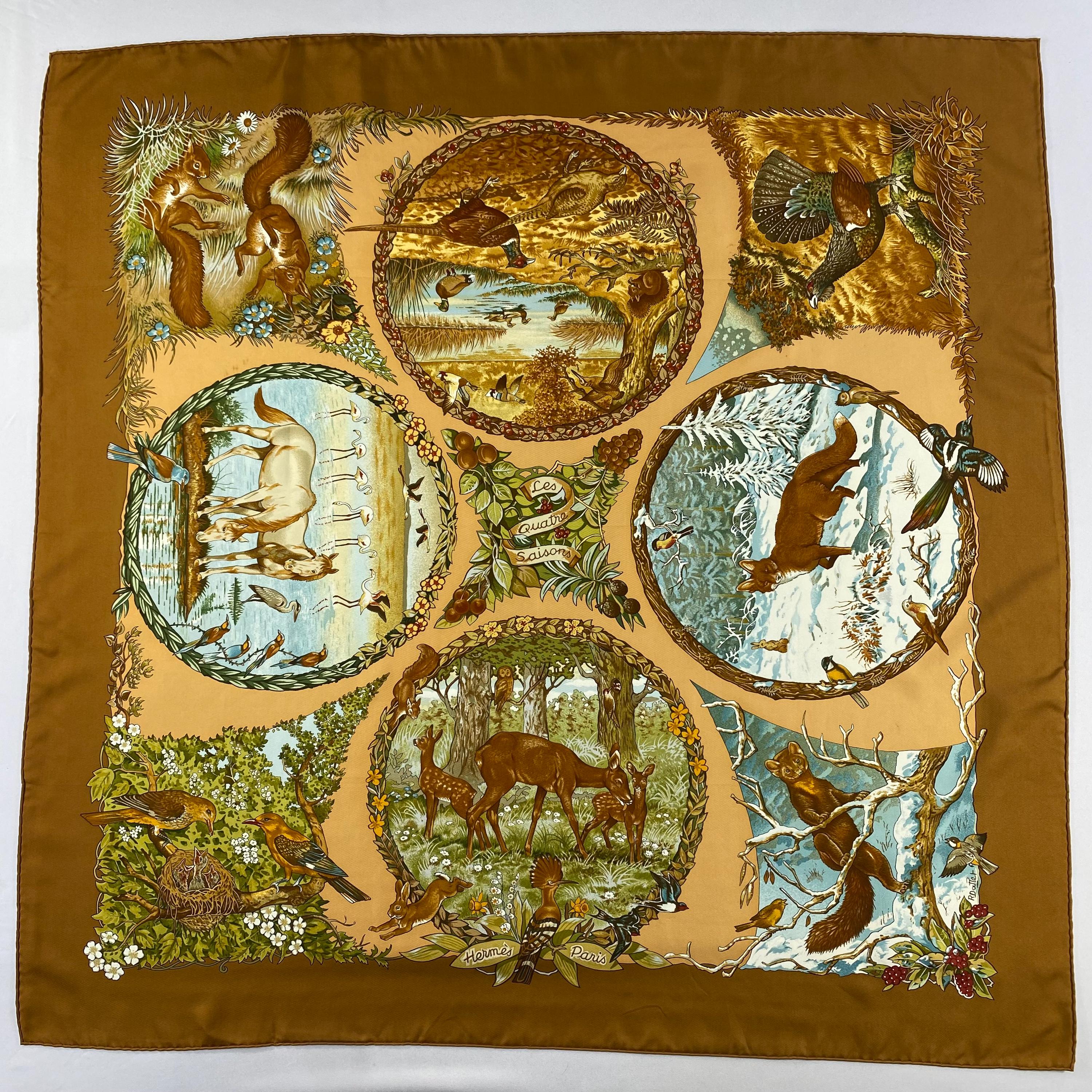 Vintage Hermes Les Quatre Saisons Silk Scarf Hermes 34x34 Hermes