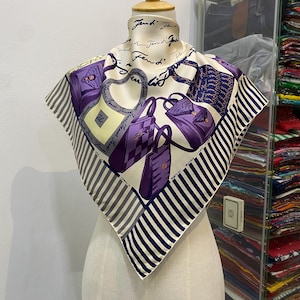 Vintage Fendi Silk Scarf, Fendi Silk Muffler, Vintage Fendi Silk Neckwear, Fendi Silk Neckerchief, Fendi Scarf, Fendi Roma Scarf