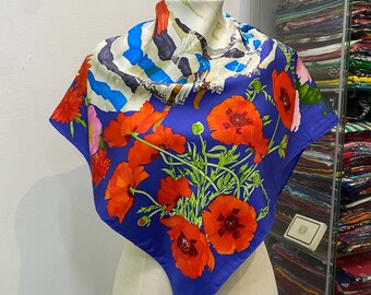 Foulard En Soie Vintage – Multicolore Floral, Made In Italy