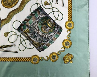 Seta Dimitri Coin Sciarpa Vintage Hermes Les Tambours Silk Scarf