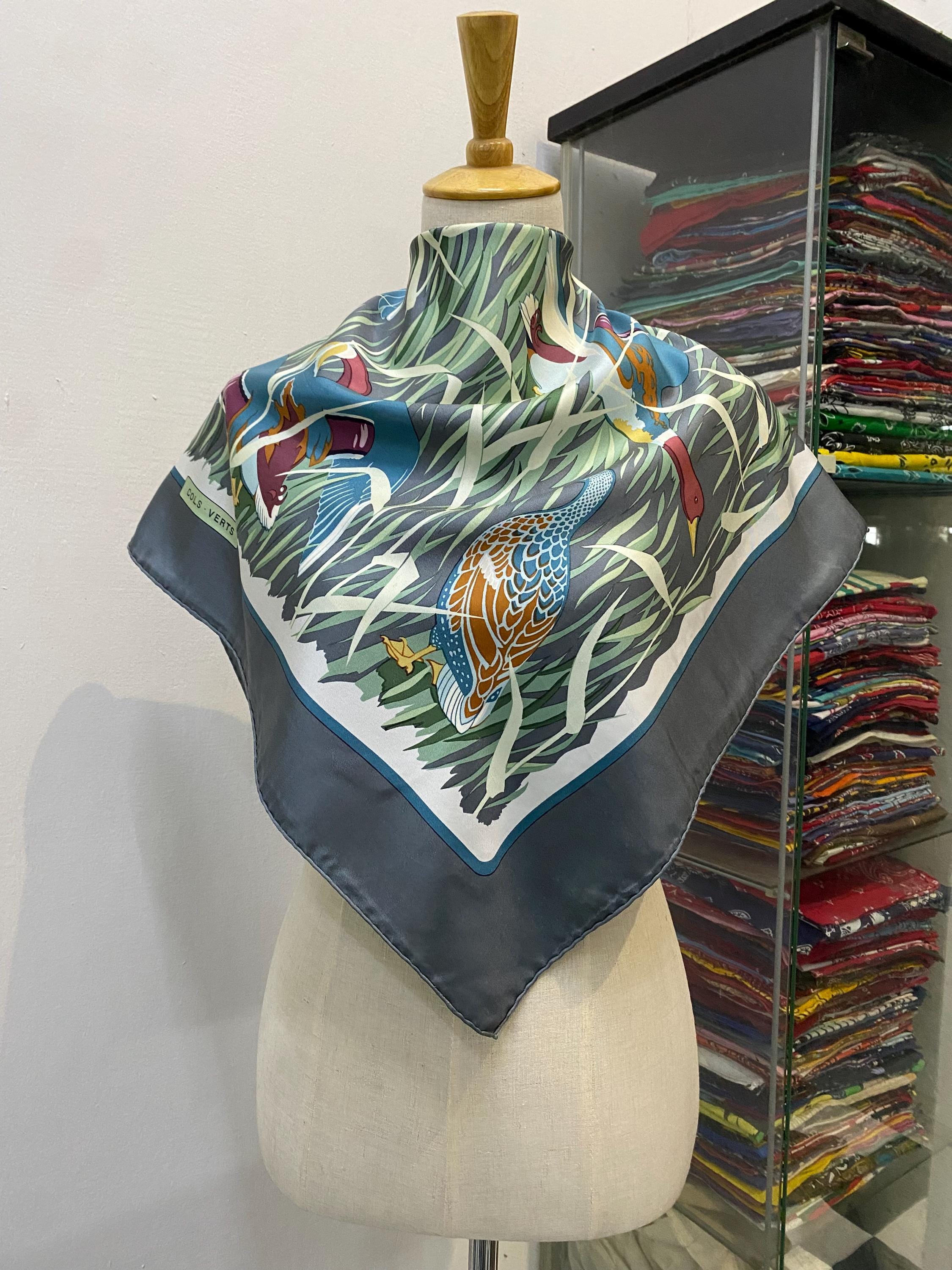 Vintage Hermes Cols Verts Silk Scarf Vintage Hermes Key Scarf