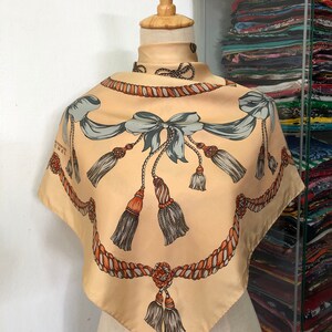 Vintage Silk Scarf, Twill Silk Scarf, Vintage Silk Muffler, Vintage Neck Scarf, Vintage Neck Accessories, Vintage Italian Silk Scarf,