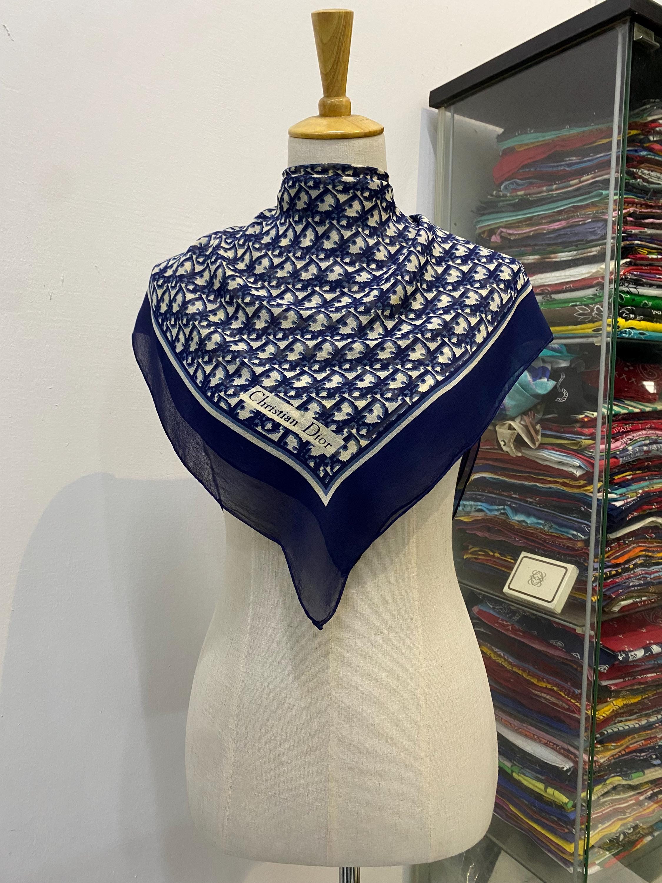 Vintage Christian Dior Silk Scarf Neckerchief Neckwear Muffler