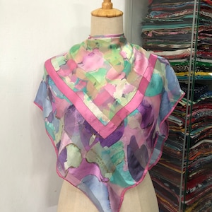 Vintage Jean Louis Scherrer Silk Scarf, Jean Louis Scherrer Silk Stole, Vintage Jean Louis Scherrer Floral Silk Scarf, Vintage Neck Scarf