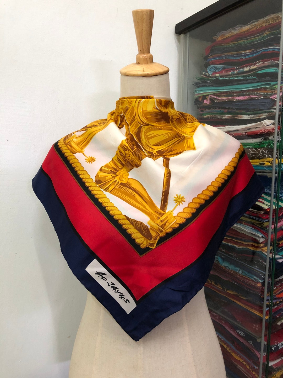 Vintage Silk Scarf, Twill Silk Scarf, Vintage Silk Muffler