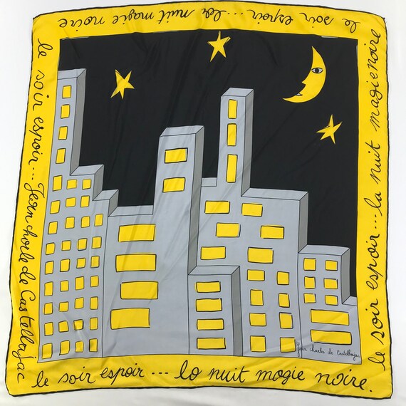 小物 Jean-Charles de Castelbajac silk skerf Jean Charles De Castelbajac Silk Scarf Vintage (32”x”33) - Etsy
