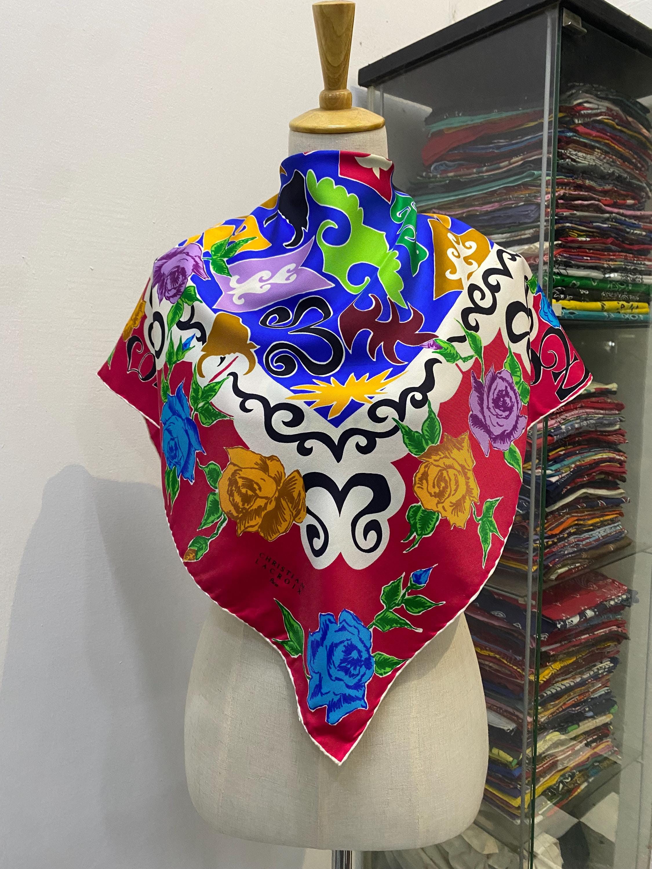 Vintage Christian Lacroix Silk Scarf Neckerchief Neckwear Muffler