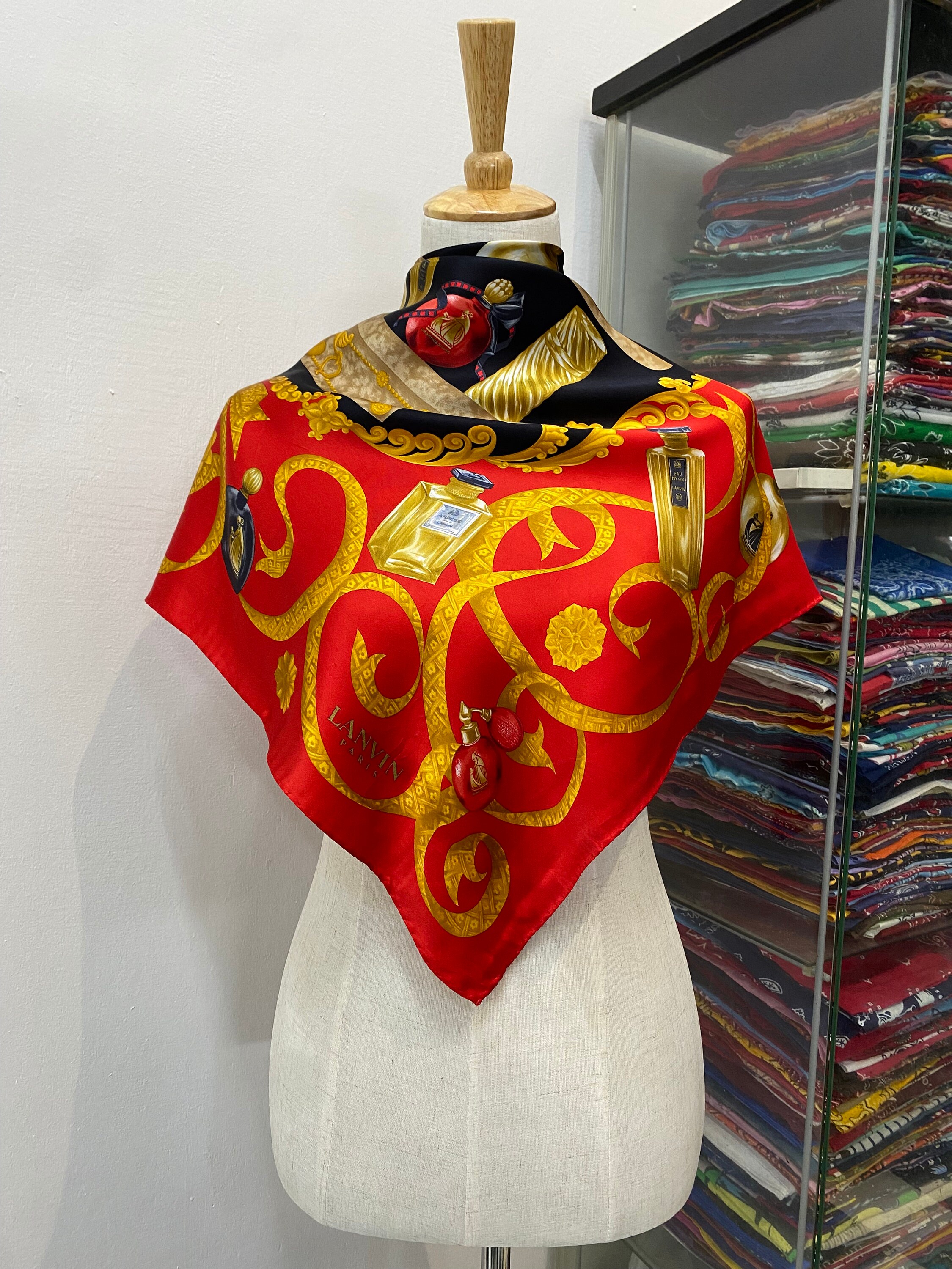 希少 黒入荷！ ランバン ヴィンテージ シルク シルク ランバン スカーフ 小物