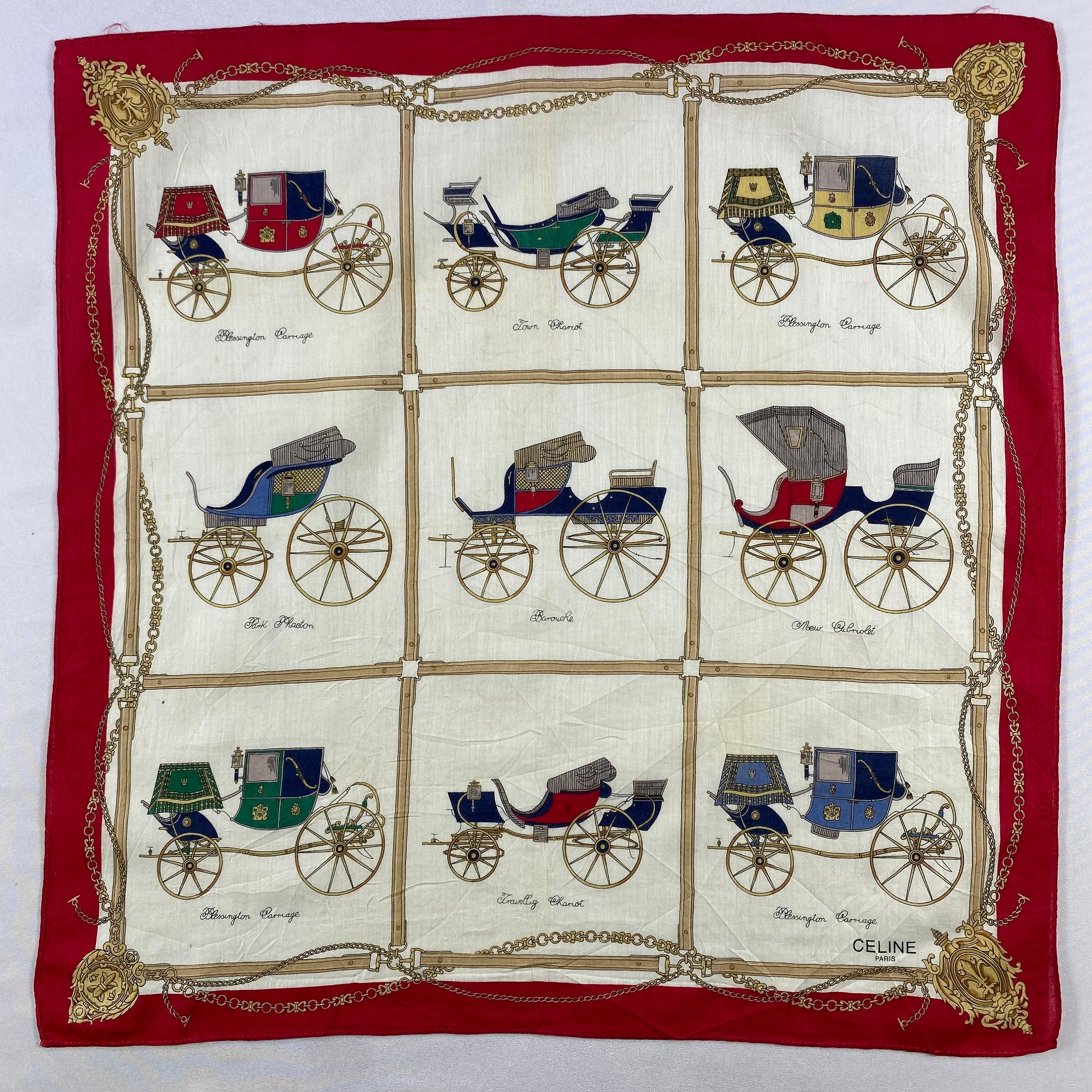 Vintage Celine Handkerchief, Celine Pocket Square, Celine