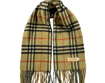 Vintage Burberry Cashmere Scarf Nova Check Made in England Ships From USA Etsy