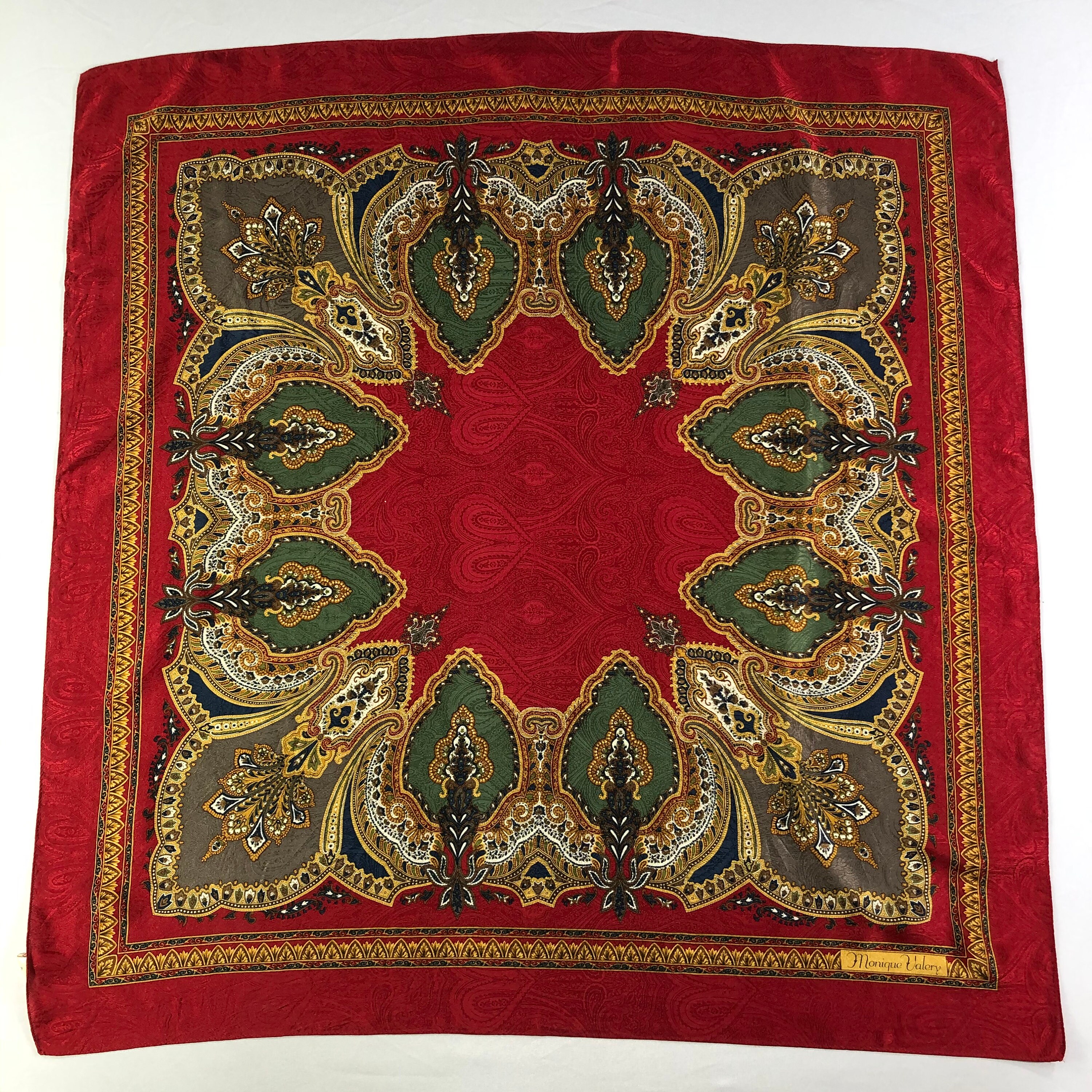 【 VINTAGE 】 Silk Lavaliere Scarf Vintage Monique Valery Silk Scarf, Twill Silk Scarf, Vintage
