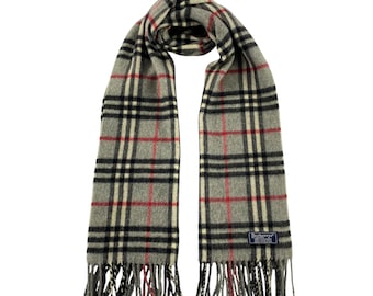 Burberry★素敵！Wool Vintage Nova Check Scarf Muffler Burberry Vintage Beige Classic Nova Check Scarf 50% Cashmere