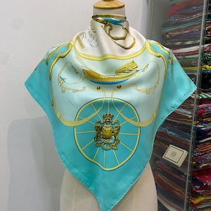 Vintage Hermes Springs Silk Scarf Hermes 34x34 Hermes Silk Scarf Hermes Springs Scarf Hermes Square Scarf Green Hermes Scarf