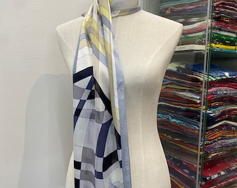 Vintage Maxime Labeyrie Silk Scarf, Twill Silk Scarf,  Vintage Neck Scarf, Vintage Neck Accessories, Vintage Italian Silk Scarf,