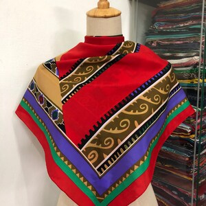 Vintage Silk Scarf, Twill Silk Scarf, Vintage Silk Muffler, Vintage Neck Scarf, Vintage Neck Accessories, Vintage Italian Silk Scarf,