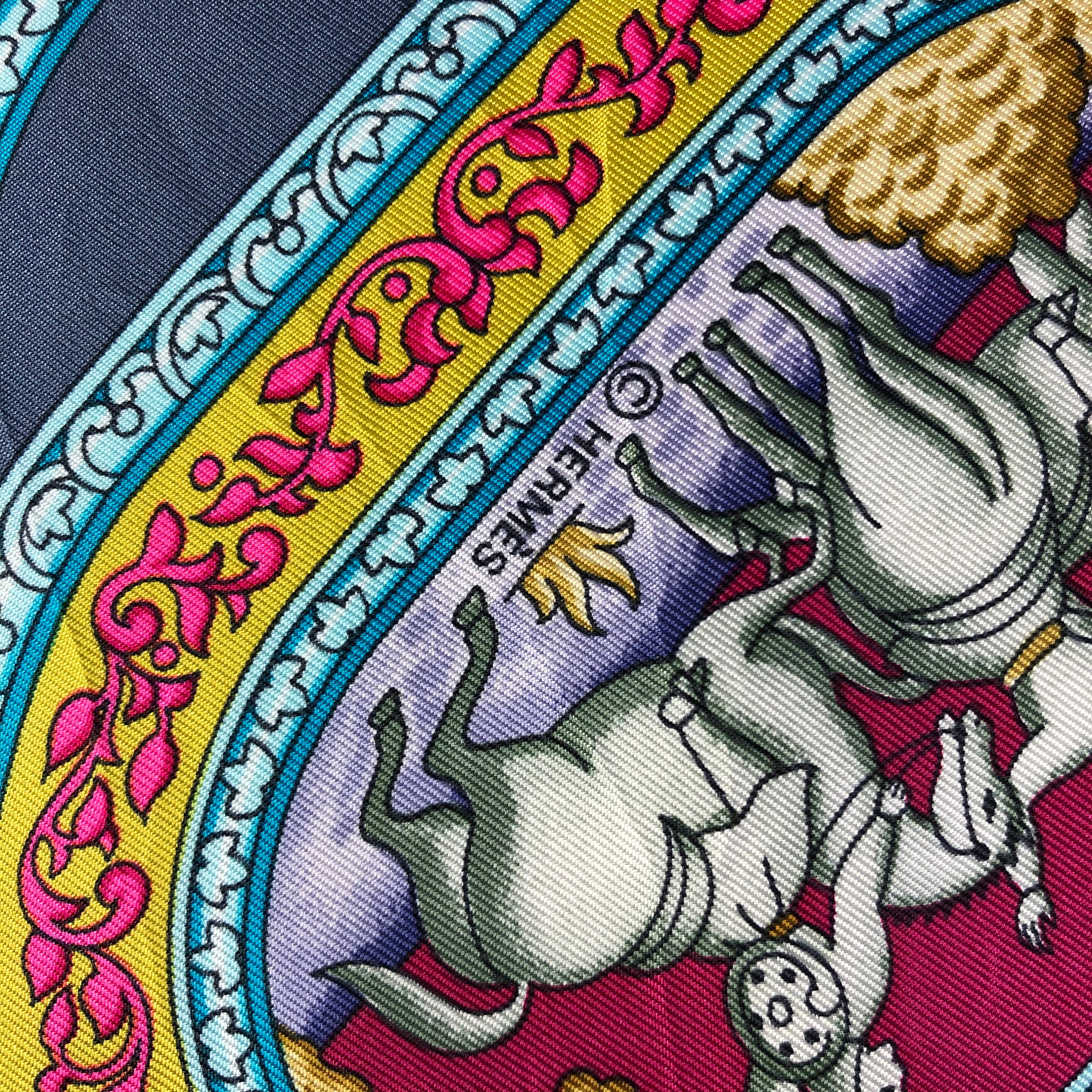 Vintage Hermes Silk Scarf , Hermes Qalamdan, Hermes Silk Scarf