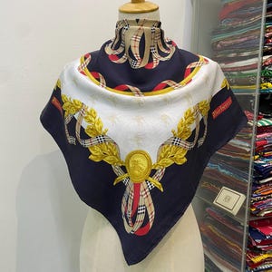 Vintage Burberry Silk Scarf, Burberry Silk Muffler, Vintage Burberry Neckerchief, Burberry Silk Muffler, Vintage Burberry Shawl