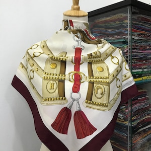 Vintage Hermes Aux Champs Silk Scarf Hermes Silk Muffler Hermes 34x34 Vintage Hermes Foulards Hermes Neck Scarf Hermes Shawl