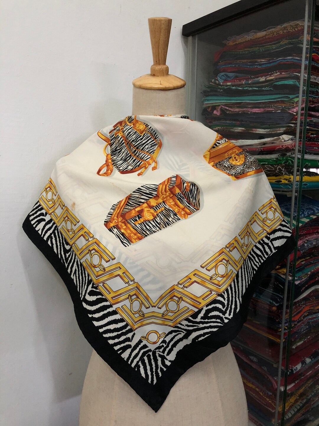 Vintage Silk Scarf, Twill Silk Scarf, Vintage Silk Muffler