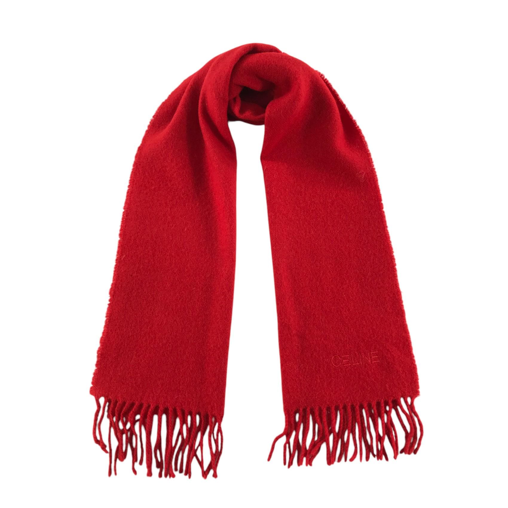 CELINE ラムウール 赤 マフラー Vintage Celine Scarf Celine Wool Scarf Vintage Wool Scarf Wool