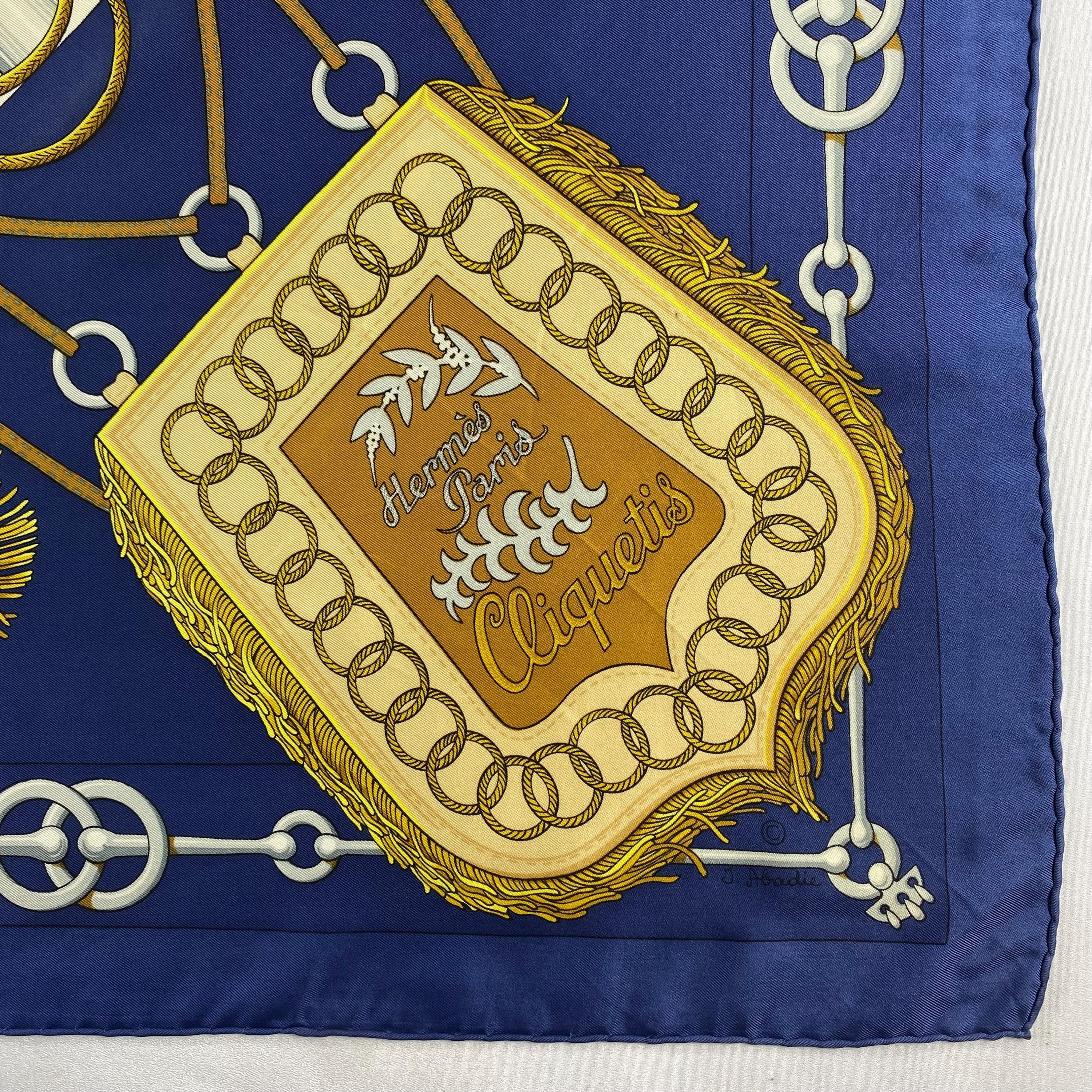 Foulard Hermès Cliquetis 100% Soie - Ton Marron - Vintage En Très Bon état