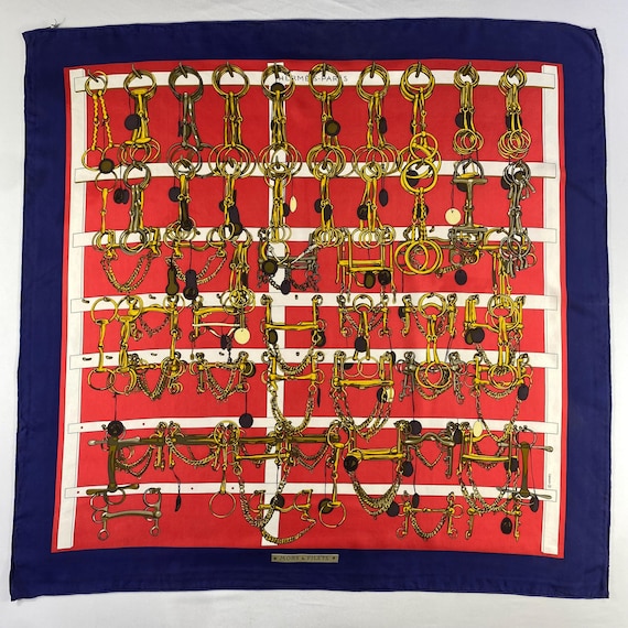 Vintage Hermes Mors Et Filets Silk Scarf Vintage Hermes Key Scarf