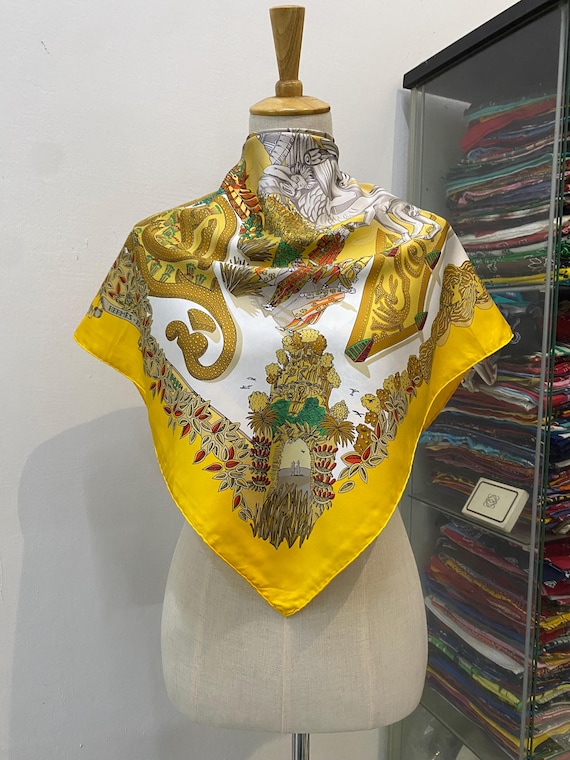 Vintage Hermes Le Paradis Du Roy Silk Scarf Hermes Square Scarf