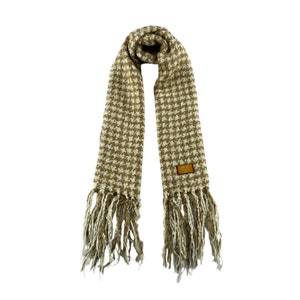 Vintage MCM Scarf, Vintage Wool Scarf, Wool Long Scarves, Lambswool Winter Scarf, Cozy Warm Wool Scarves, Fringes Long Scarf, Unisex Scarf