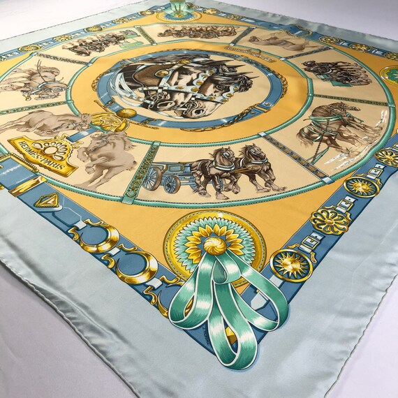 Vintage Hermes Chevaux De Trait Silk Scarf Hermes… - image 4