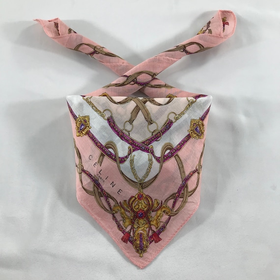Vintage Celine Handkerchief, Celine Pocket Square, Celine