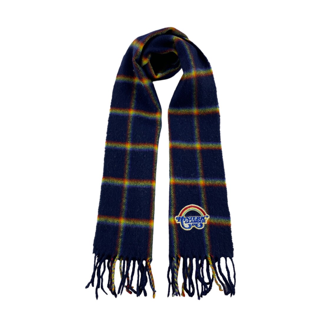 HYSTERIC GLAMOUR パンクボーダーキャップ・マフラー ブルーセット Vintage Hysteric Glamour Scarf Hysteric Glamour Wool Scarf