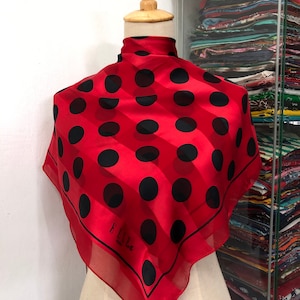 Vintage Elle Paris Silk Scarf Neckerchief Neckwear Muffler Ribbon Bandana Foulard Square Scarf Head Band