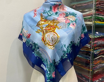 Vintage Van Horn Silk Scarf, Twill Silk Scarf, Vintage Silk Muffler, Vintage Neck Scarf, Vintage Neck Accessories, Vintage Italian Scarf,