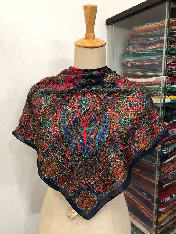 Vintage Monique Valery Silk Scarf, Twill Silk Scarf, Vintage Silk