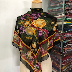Vintage Nina Ricci Scarf, Twill Silk Scarf, Vintage Silk Muffler, Vintage Neck Scarf, Vintage Neck Accessories, Vintage Italian Silk Scarf,