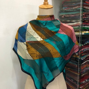 Vintage Louis Feraud Scarf, Twill Silk Scarf, Vintage Silk Muffler,Vintage Neck Scarf, Vintage Neck Accessories, Vintage Italian Silk Scarf,