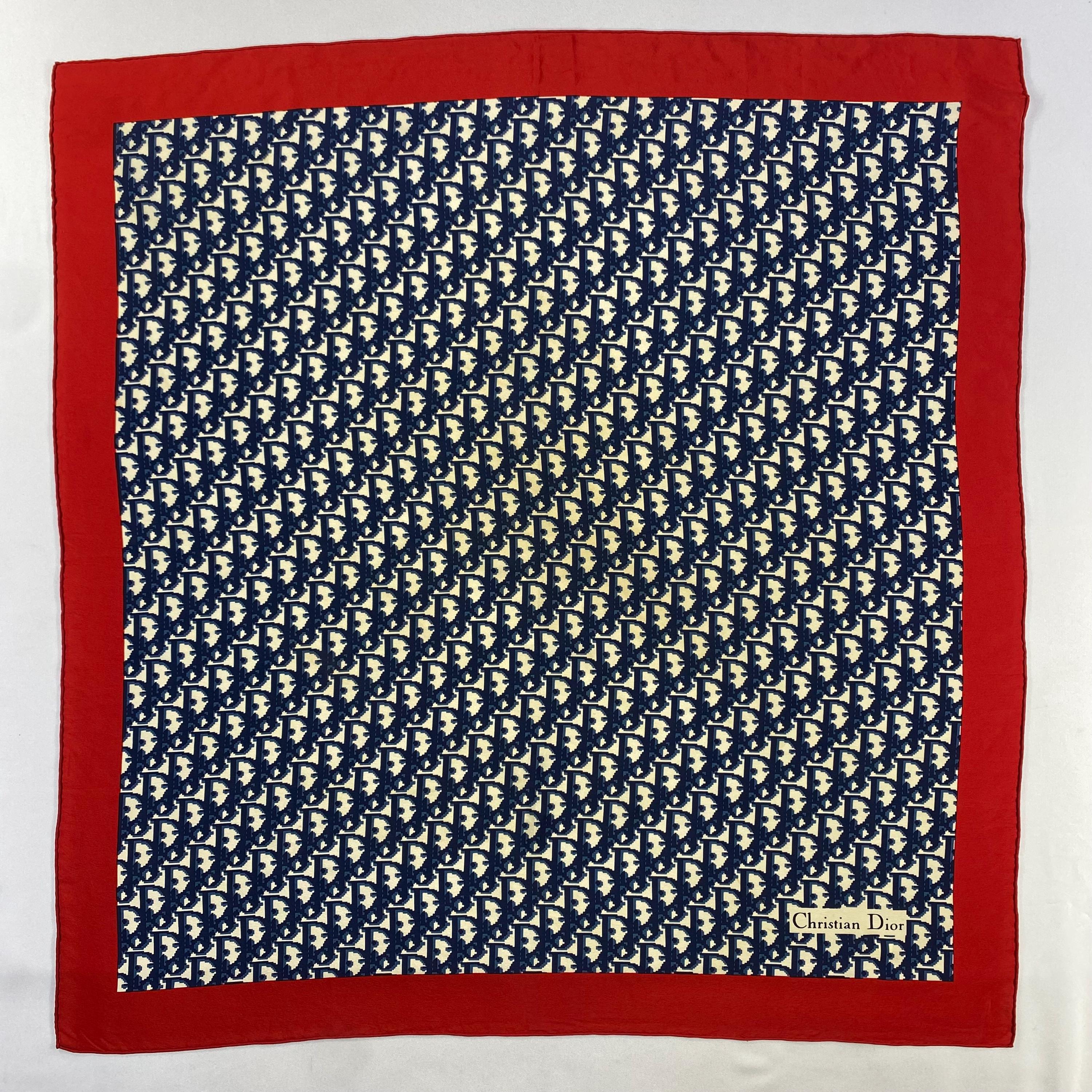VINTAGE 80s Christian DIOR Scarf 100% Silk Echarpes Lg