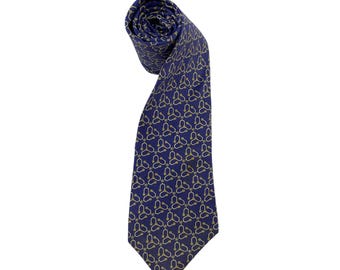 Vintage Hermès Paris Silk Tie 7383 PA, Authentic Hermès Neck Tie, Floral Pattern Necktie, Geometric Pattern Necktie