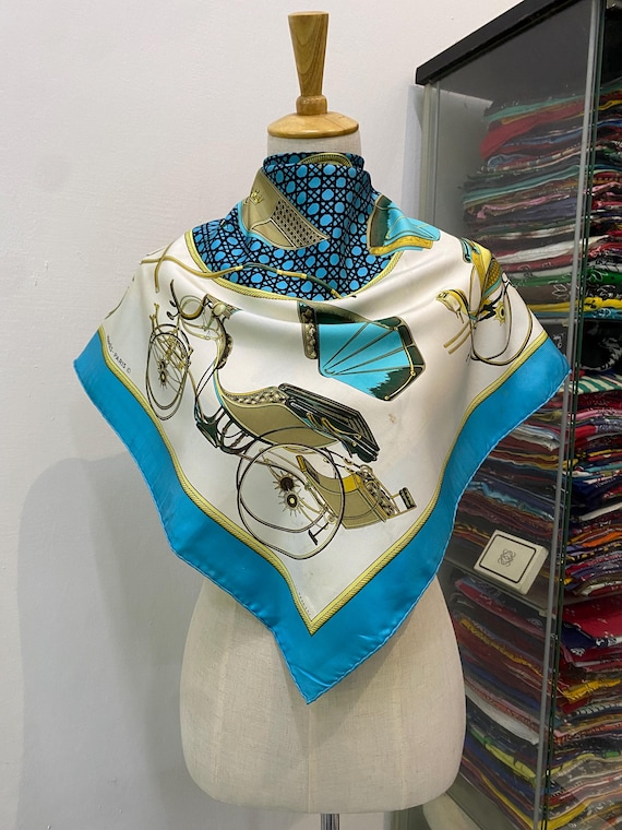 Vintage Hermes Les Voitures Transformation Silk Scarf Hermes 34x34