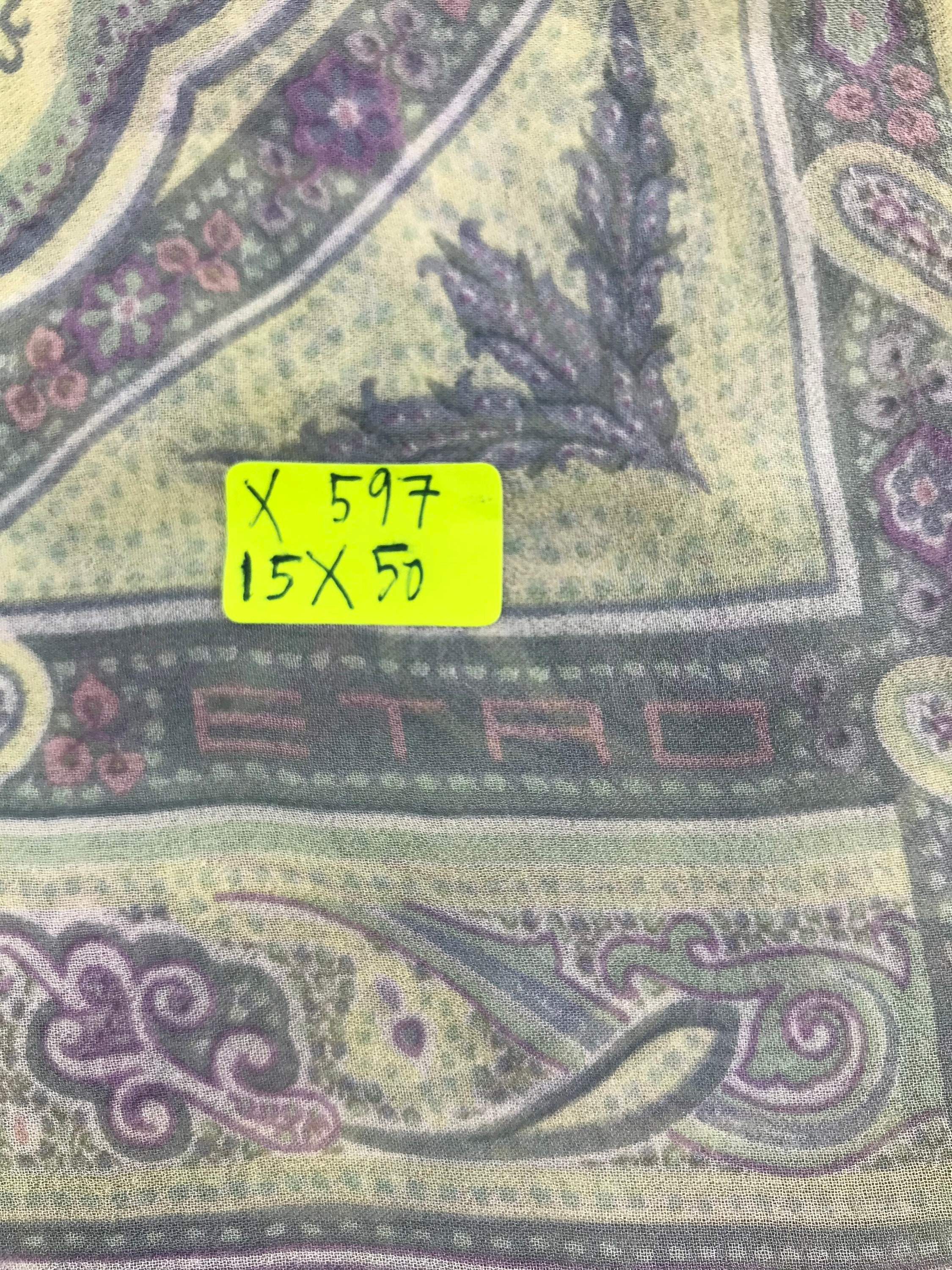 Foulard Etro Authentique En Soie 100% - Motif Floral Multicolore - Occasion En Bon état Général