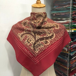 Vintage Louis Feraud Scarf, Twill Silk Scarf, Vintage Silk Muffler,Vintage Neck Scarf, Vintage Neck Accessories, Vintage Italian Silk Scarf,