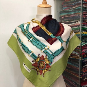 Vintage Lancel Silk Scarf Lancel Square Scarf Vintage Lancel Silk Muffler Vintage Flora Silk Scarf